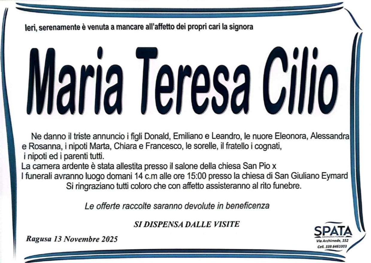 Necrologi: Maria Teresa Cilio