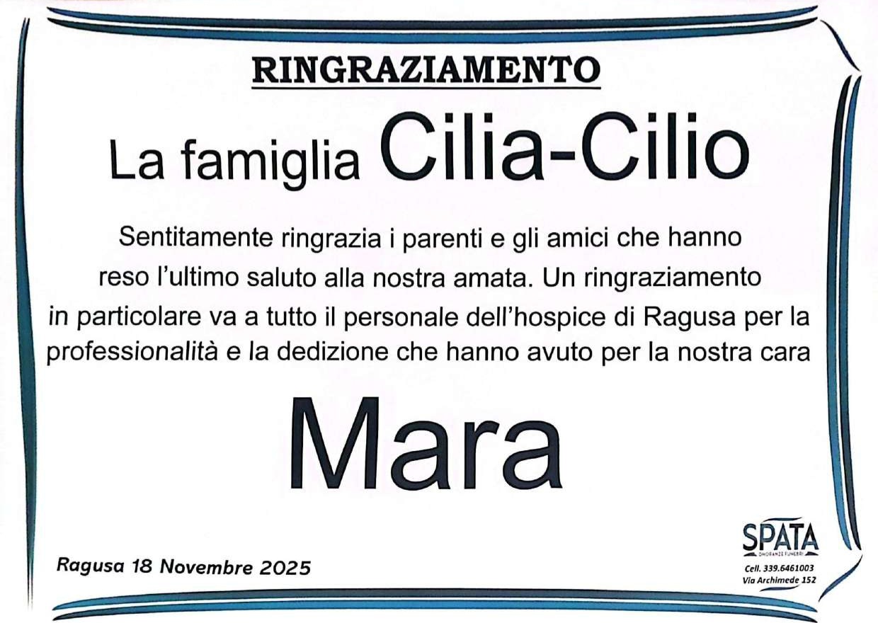 Ringraziamento: famiglia Cilia-Cilio