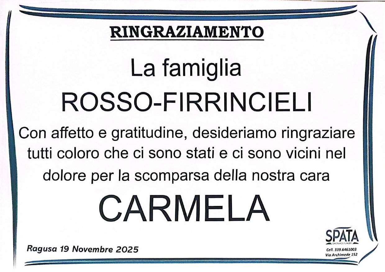 Ringraziamento: famiglia Rosso-Firrincieli