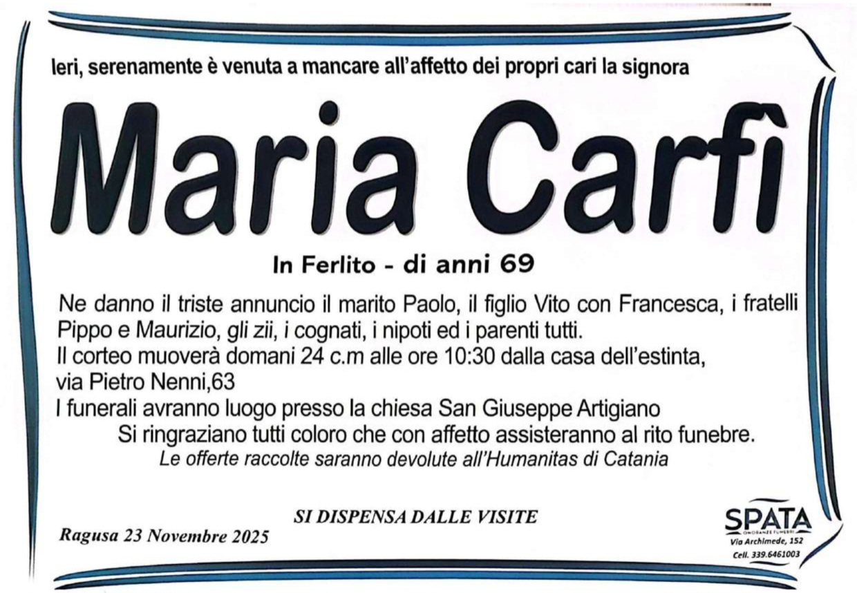 Necrologi: Maria Carfì