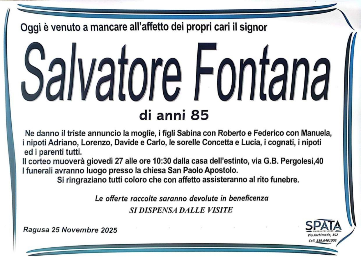 Necrologi: Salvatore Fontana