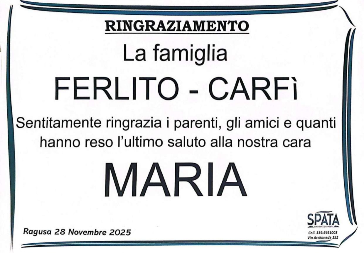 Ringraziamento: famiglia Ferlito-Carfì