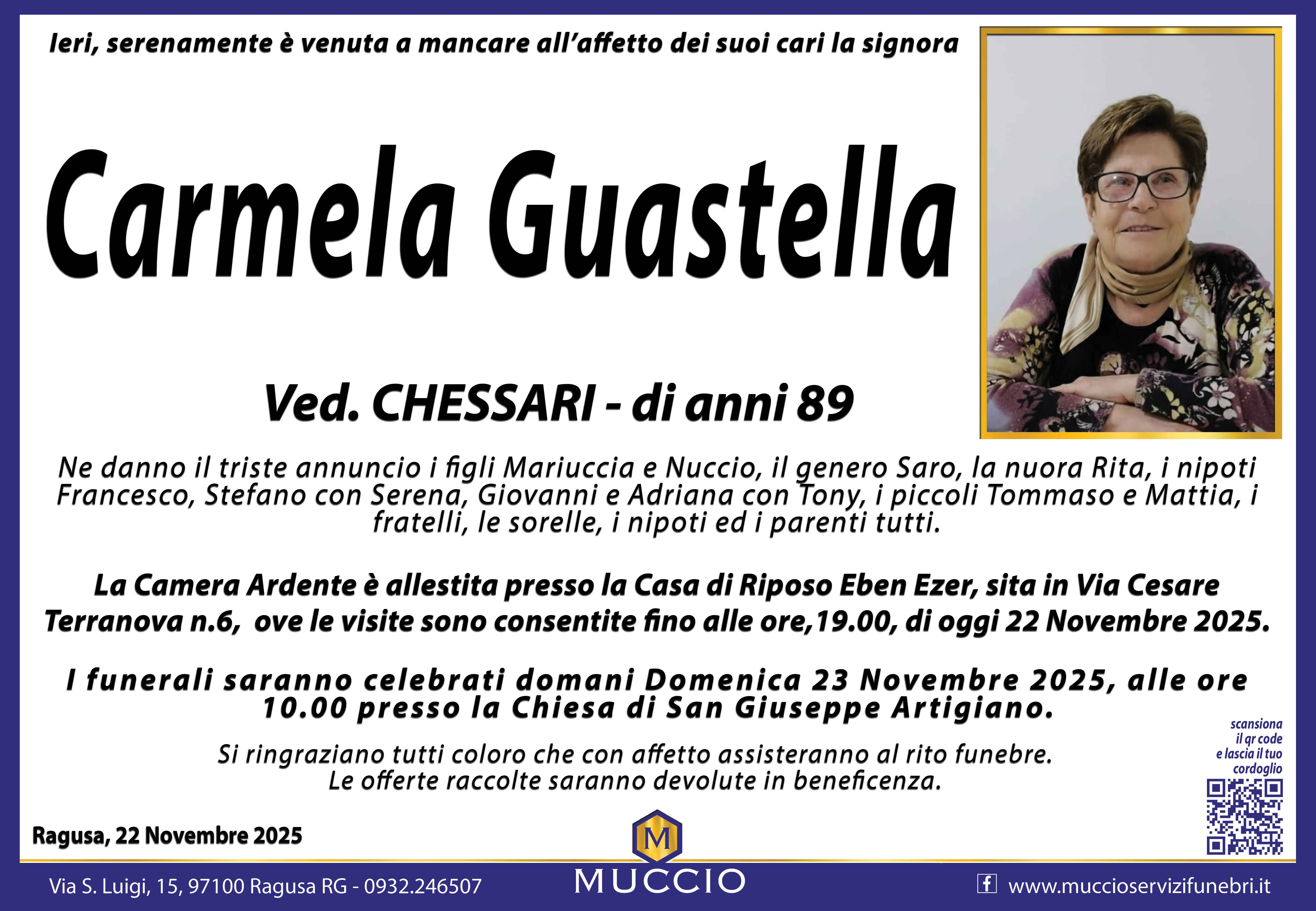 Necrologi: Carmela Guastella
