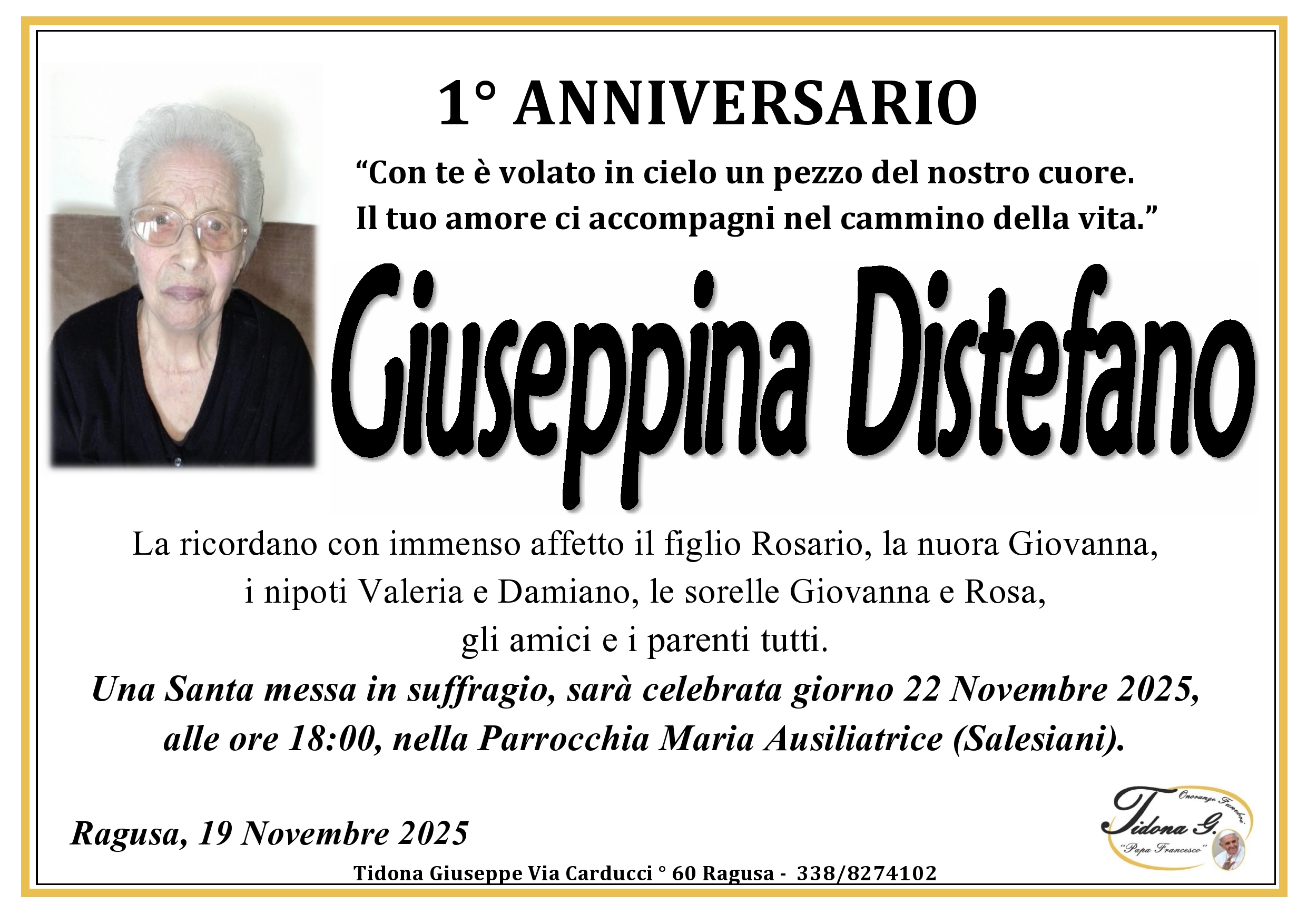 Anniversario: Giuseppina Distefano