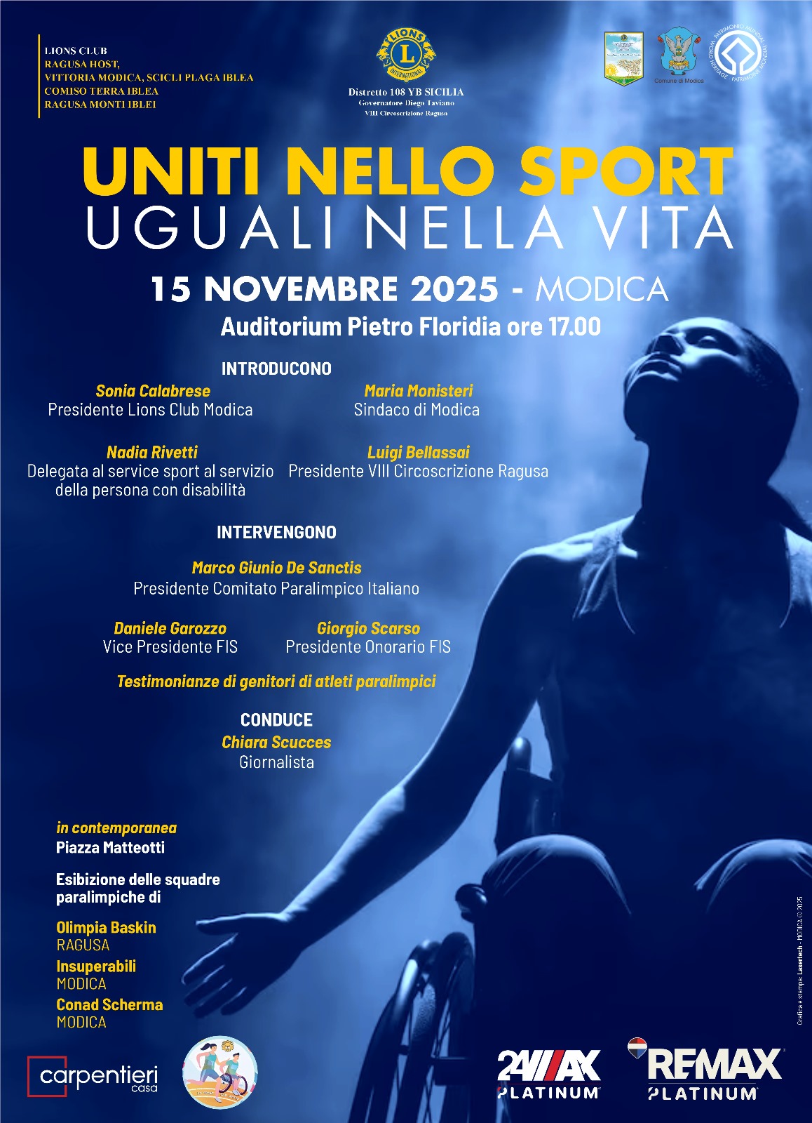 Uniti nello sport, uguali nella vita. L’evento sabato a Modica