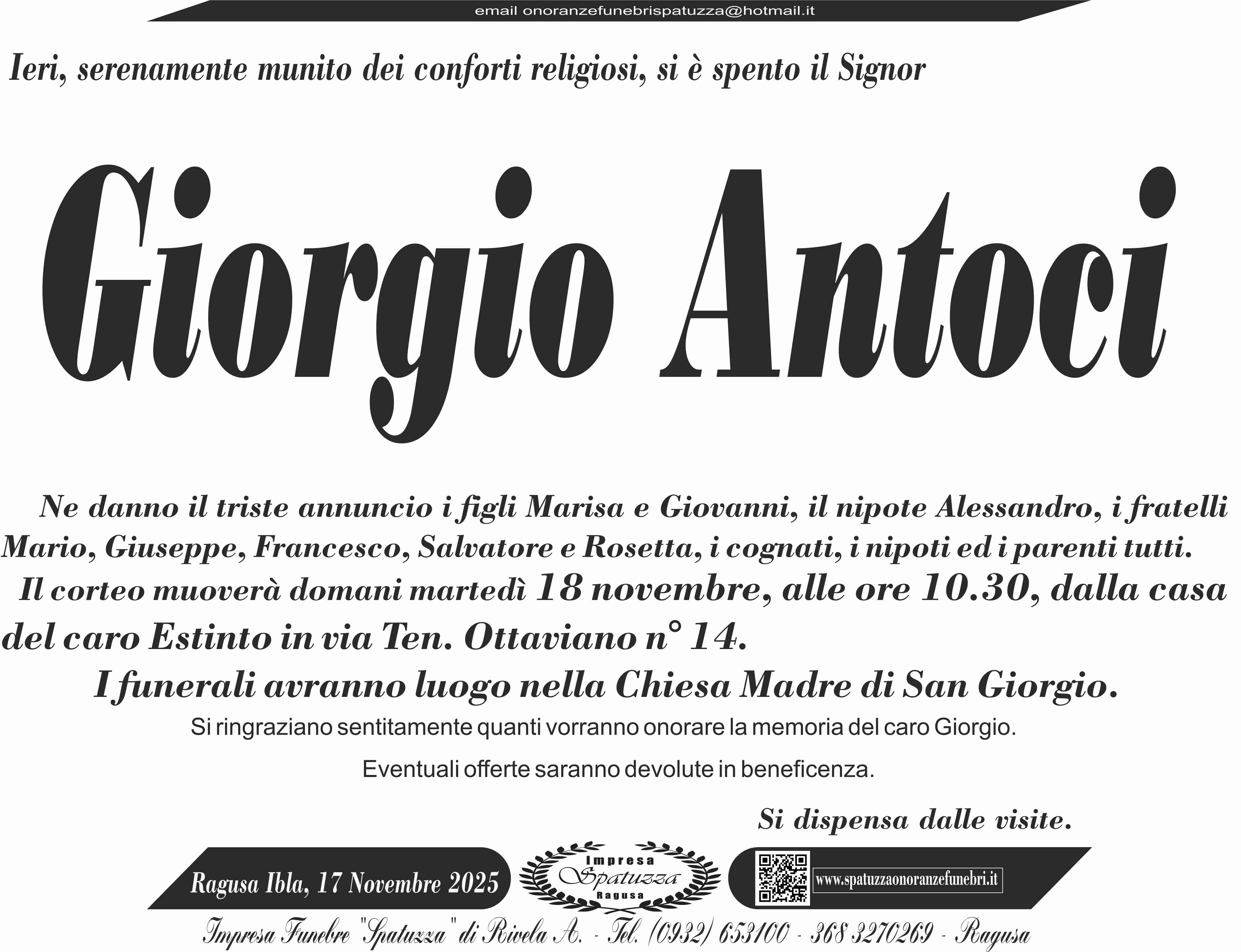 Necrologi: Giorgio Antoci