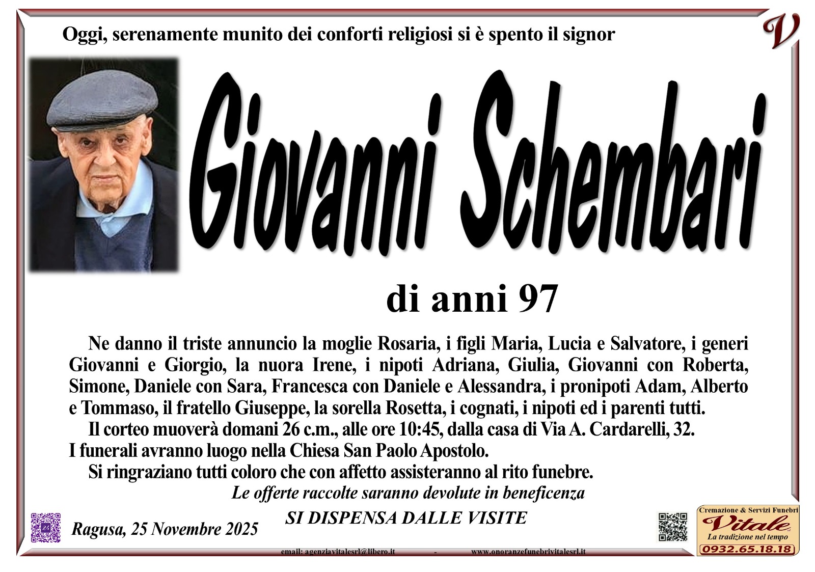 Necrologi: Giovanni Schembari