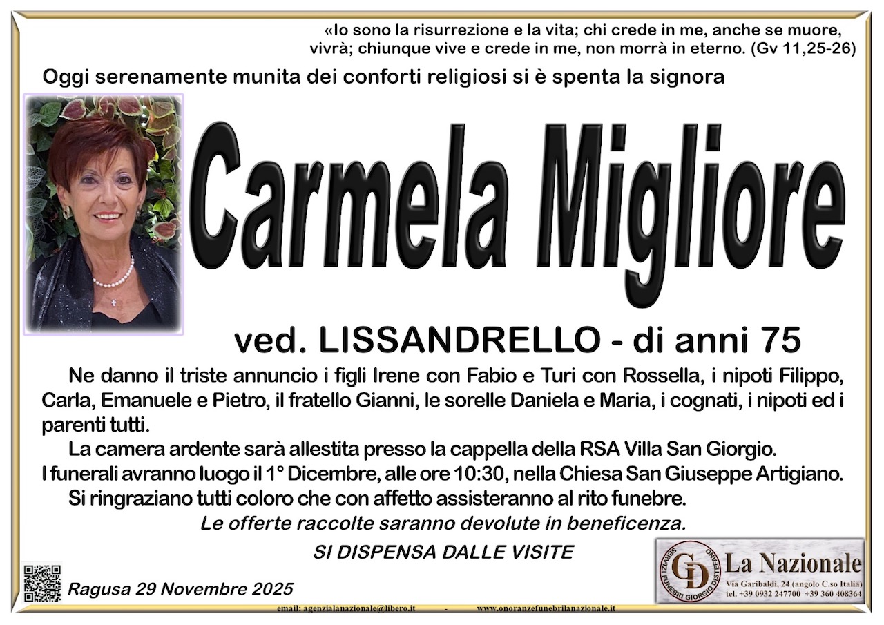 Necrologi: Carmela Migliore