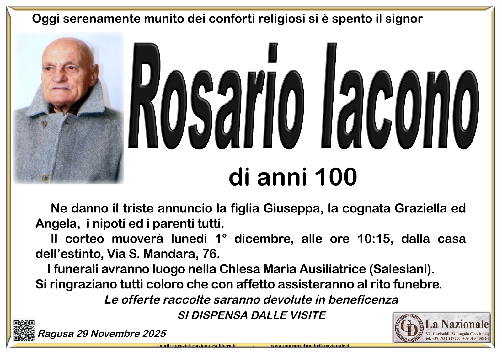 Necrologi : Rosario Iacono