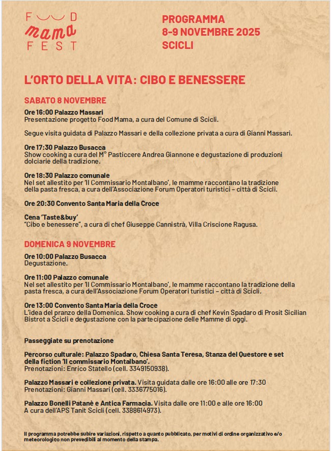 Food Mama Fest: dalla promozione agro alimentare, alle locations di Montalbano