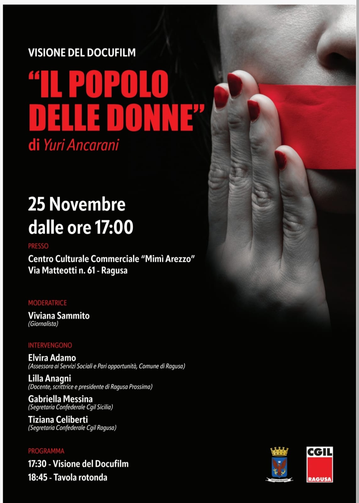 Contro la violenza sulle donne: a Ragusa la CGIL presenta Il Popolo delle Donne di Yuri Ancarani