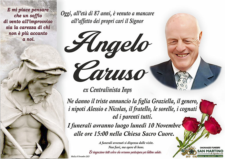Necrologi:  E’ deceduto Angelo Caruso