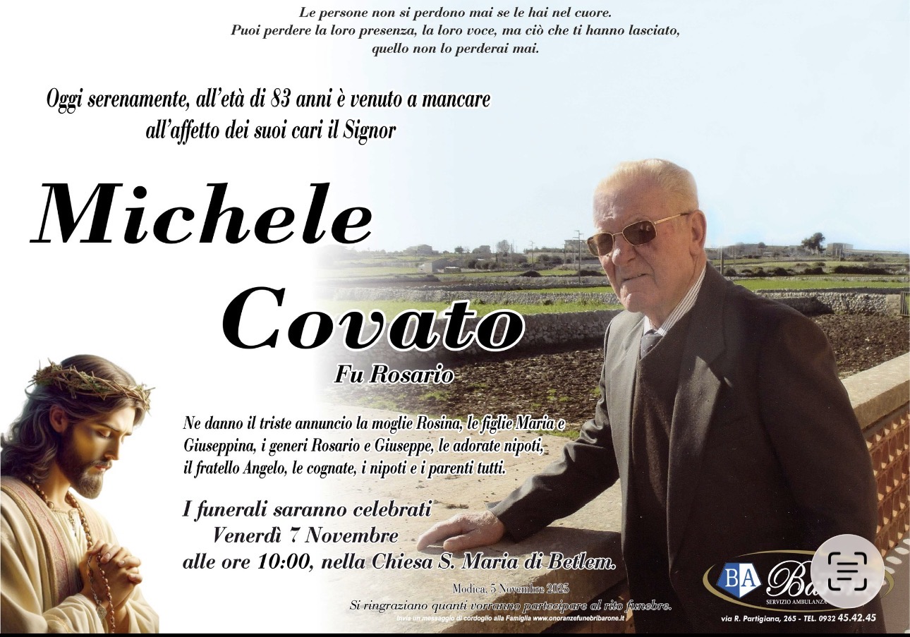 Necrologi: E’ deceduto  Michele Covato