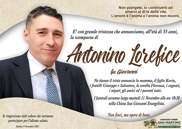 Necrologi: E’ deceduto Antonio Lorefice