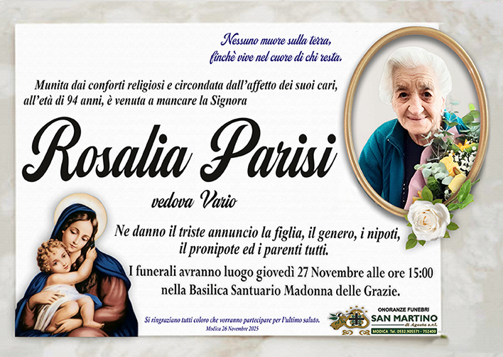 Necrologi: Rosalia Parisi