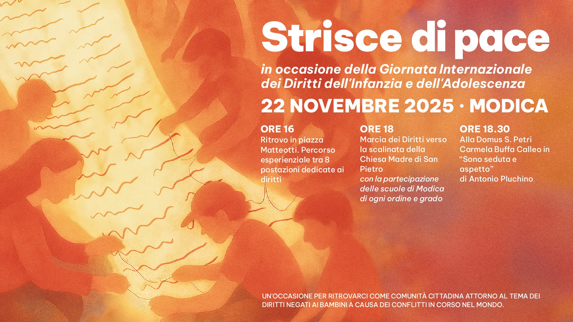 “Strisce di Pace”: Modica in marcia il 22 novembre per i diritti dei bambini, 85 classi coinvolte