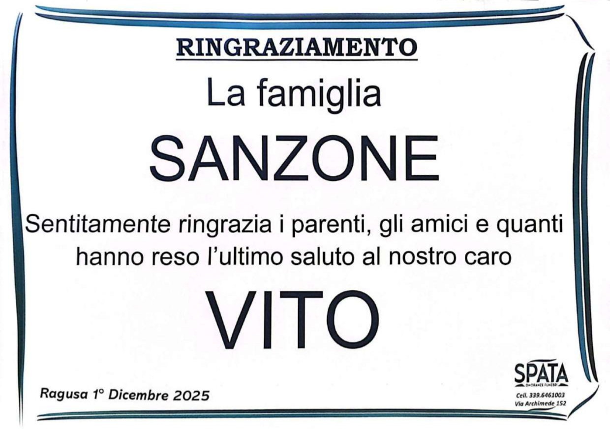 Ringraziamento: famiglia Sanzone