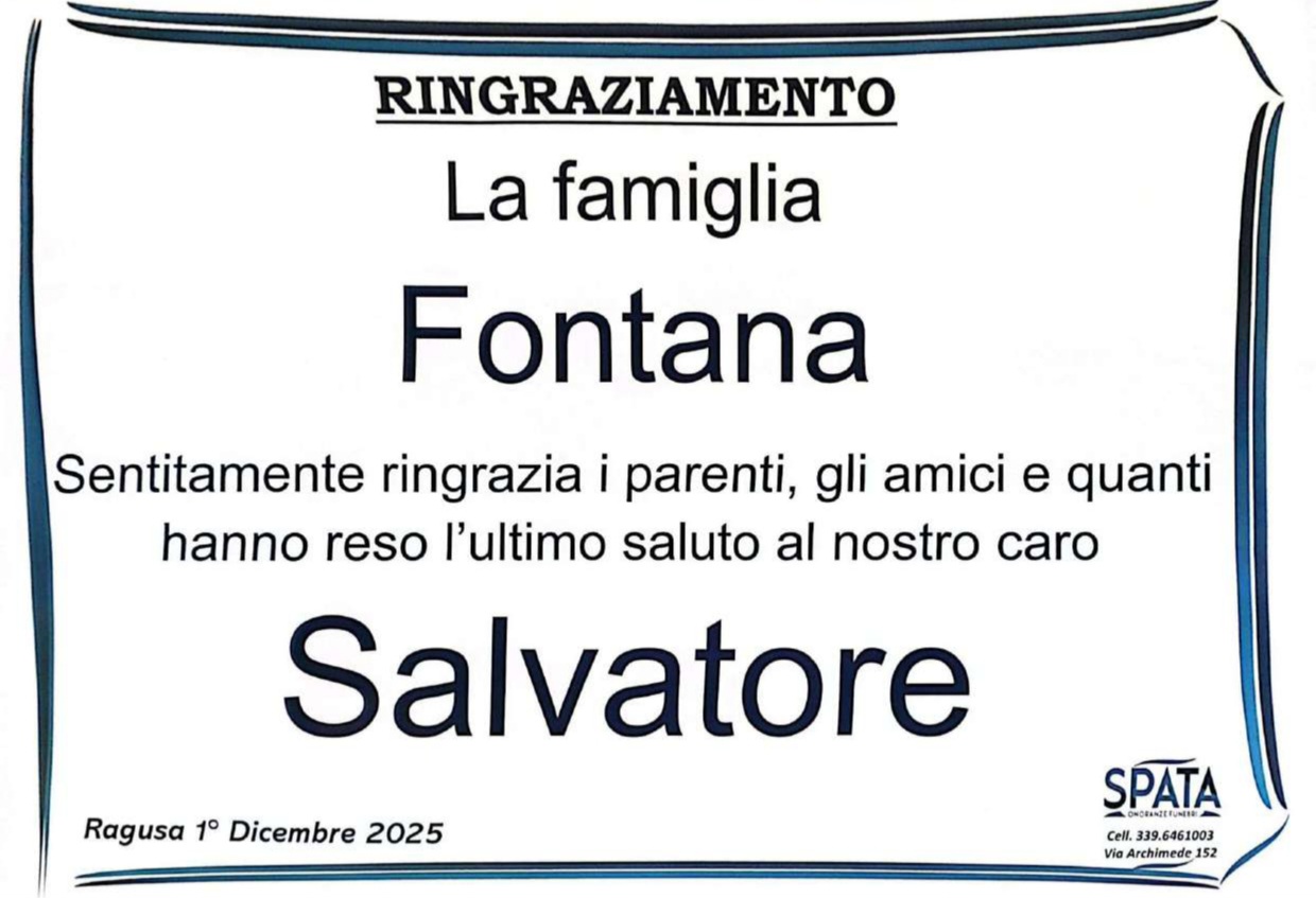 Ringraziamento: famiglia Fontana