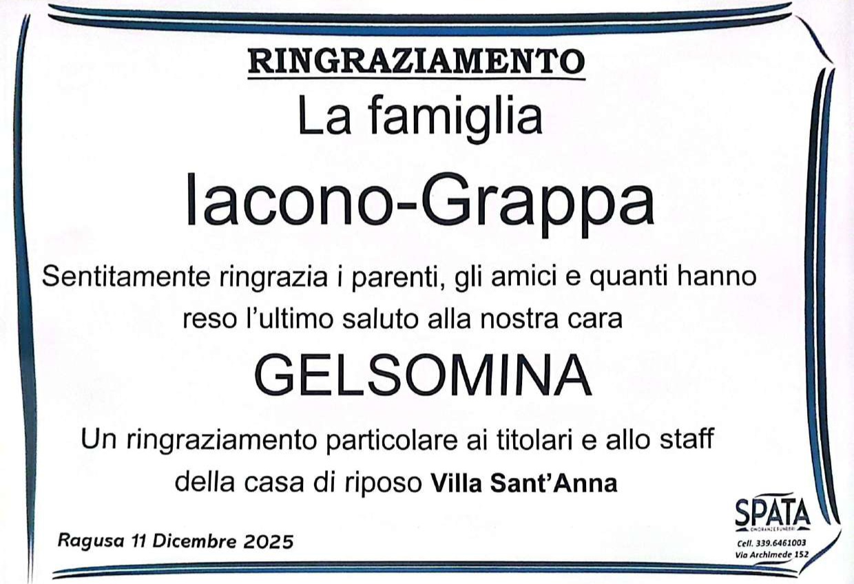 Ringraziamento: famiglia Iacono-Grappa
