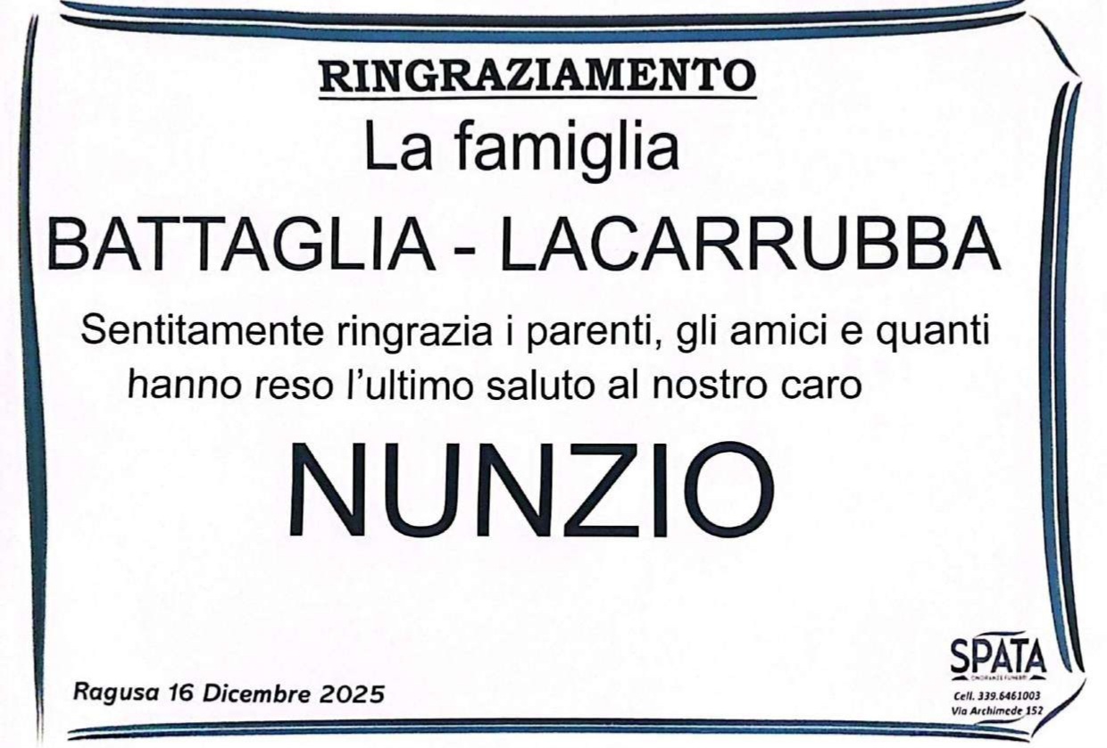 Ringraziamento: famiglia Battaglia-Lacarrubba