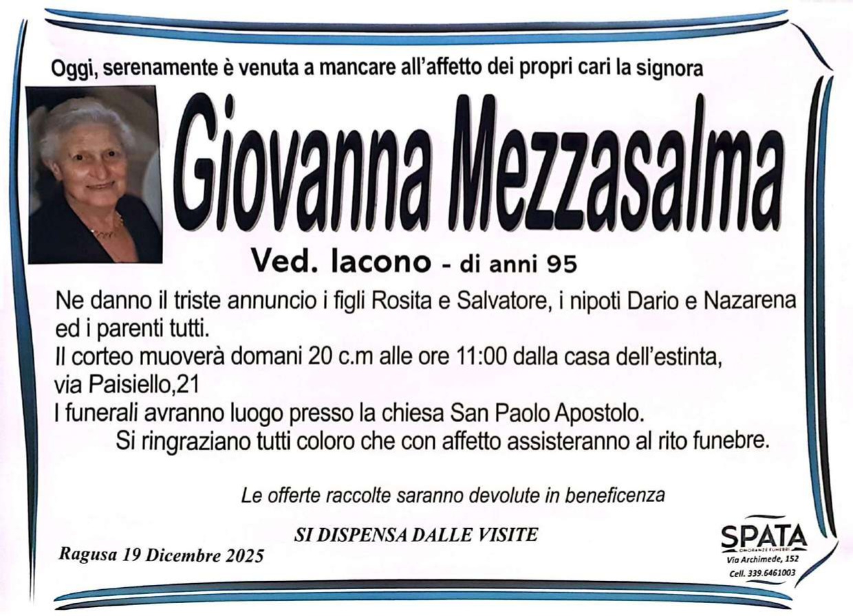 Necrologi: Giovanna Mezzasalma