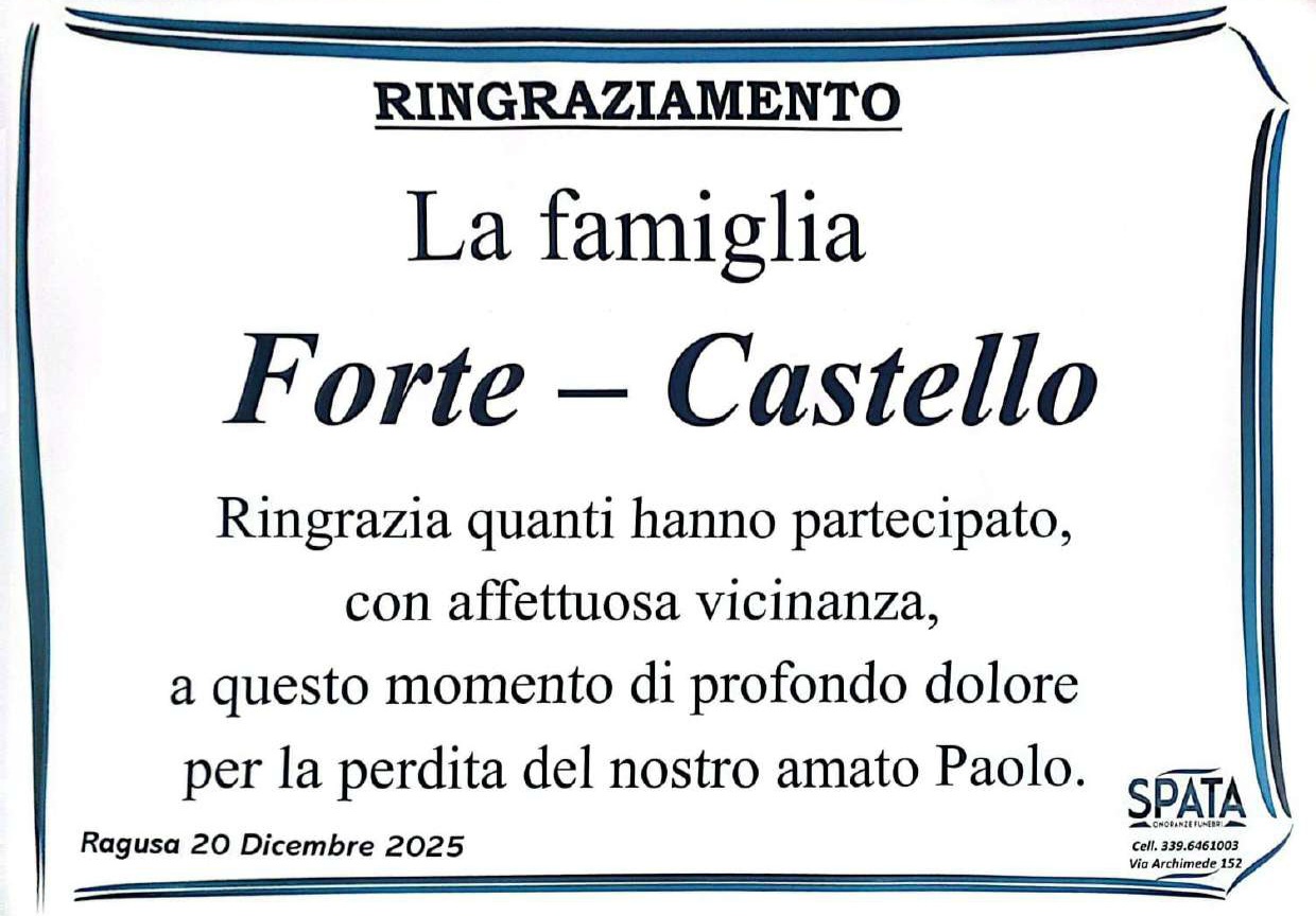 Ringraziamento: famiglia Forte-Castello