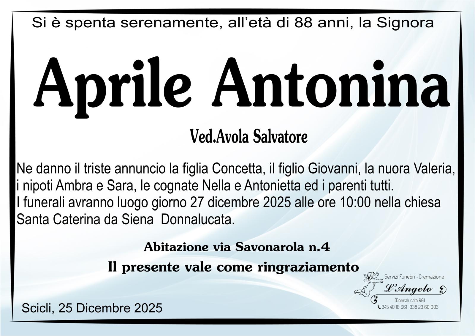 Necrologi: Antonina Aprile