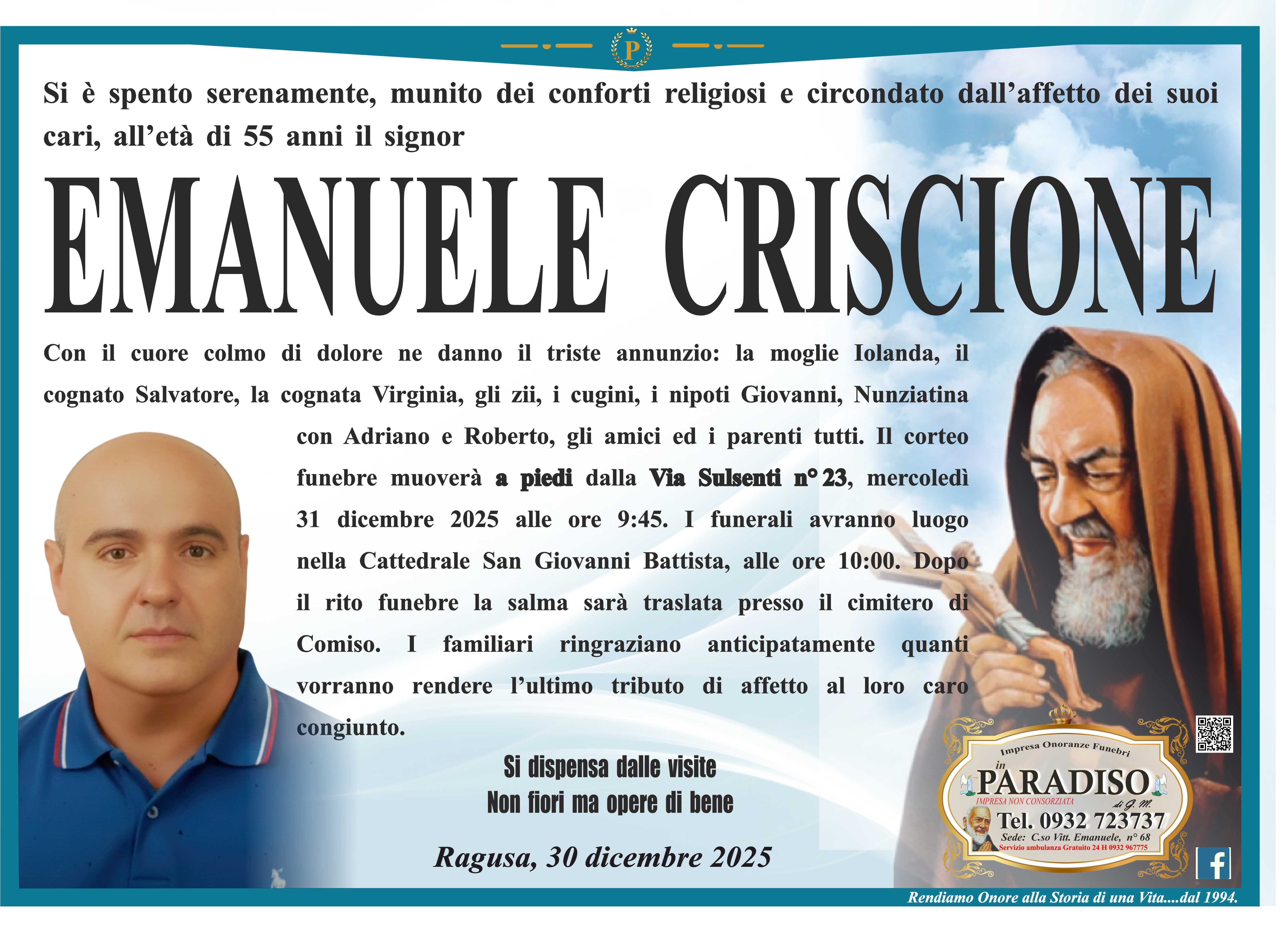 Necrologi: Emanuele Criscione