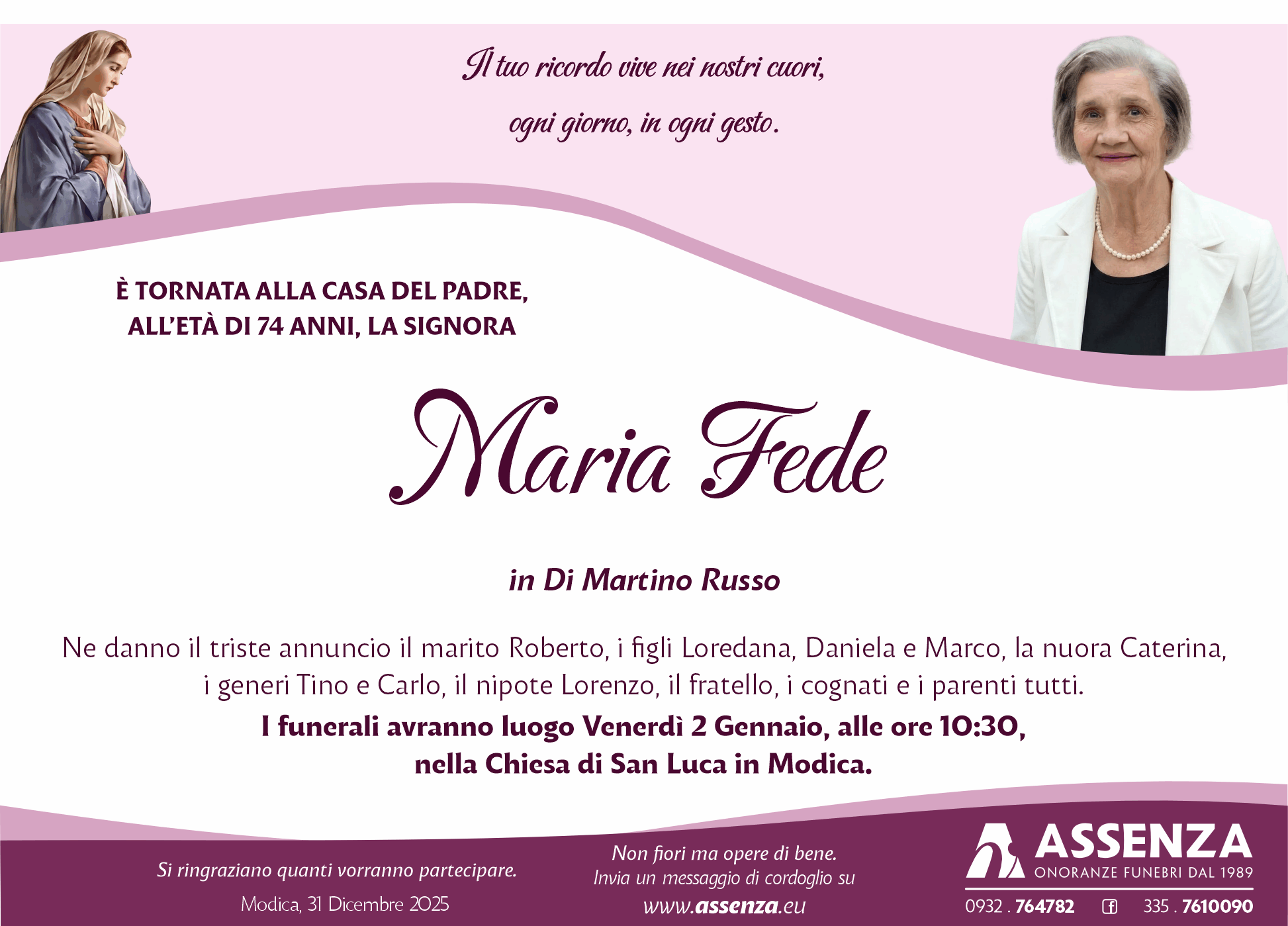 Necrologi: Maria Fede