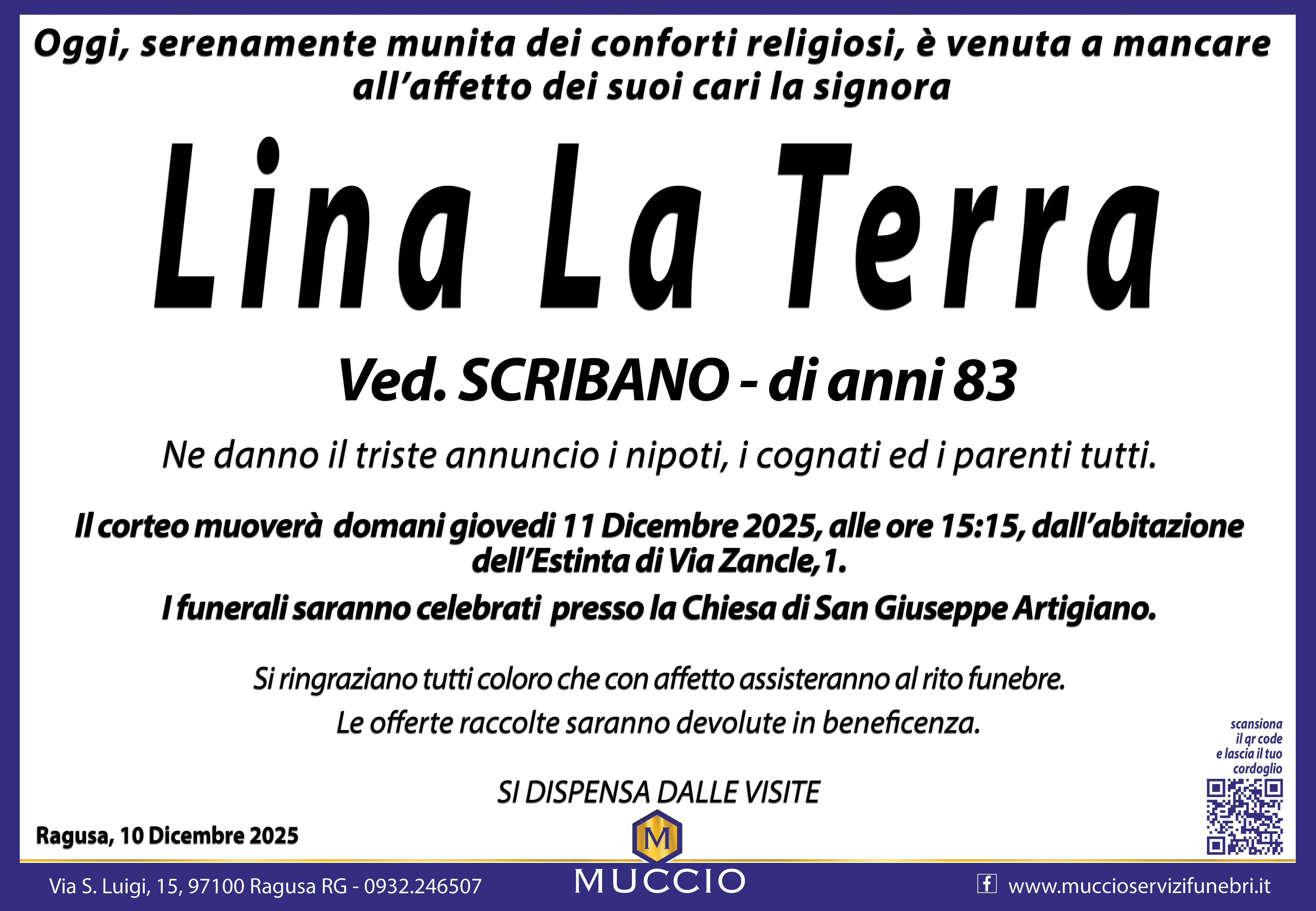 Necrologi: Lina La Terra