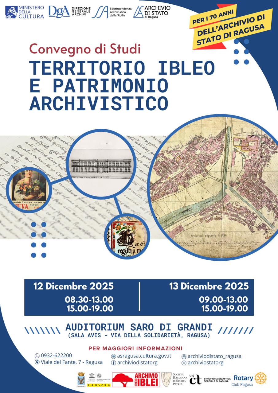 Convegno per i 70 anni dell’Archivio di Stato di Ragusa: due giornate di studi sul territorio ibleo