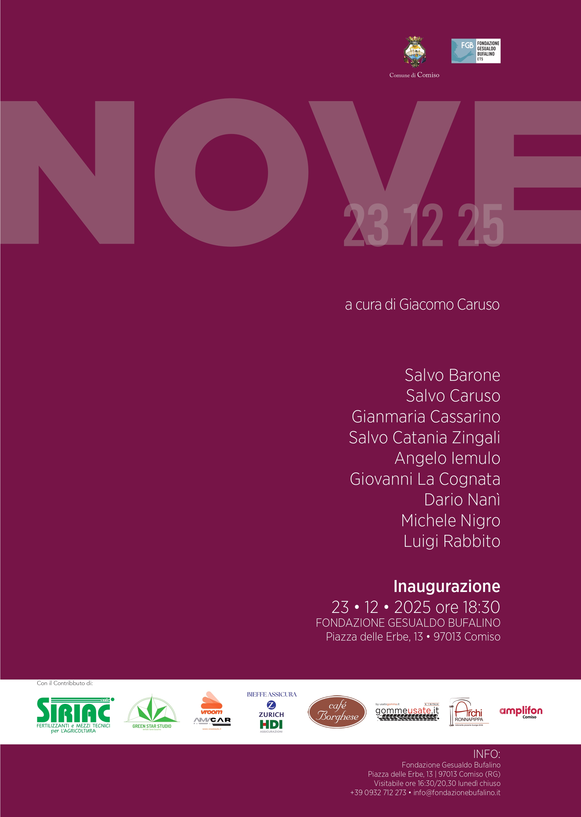 “NOVE”, artisti per raccontare l’identità iblea: mostra collettiva a Comiso