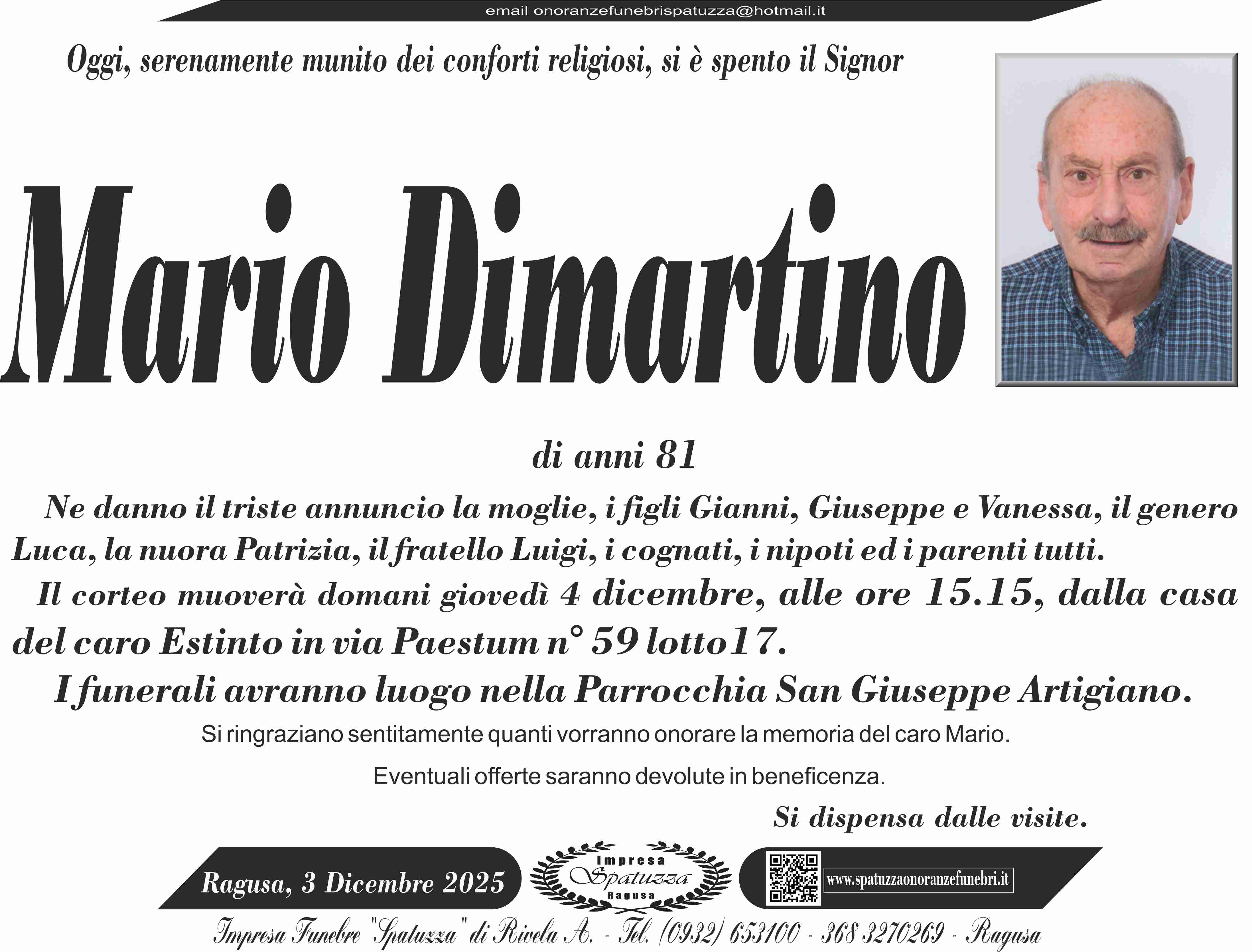 Necrologi: Mario Dimartino