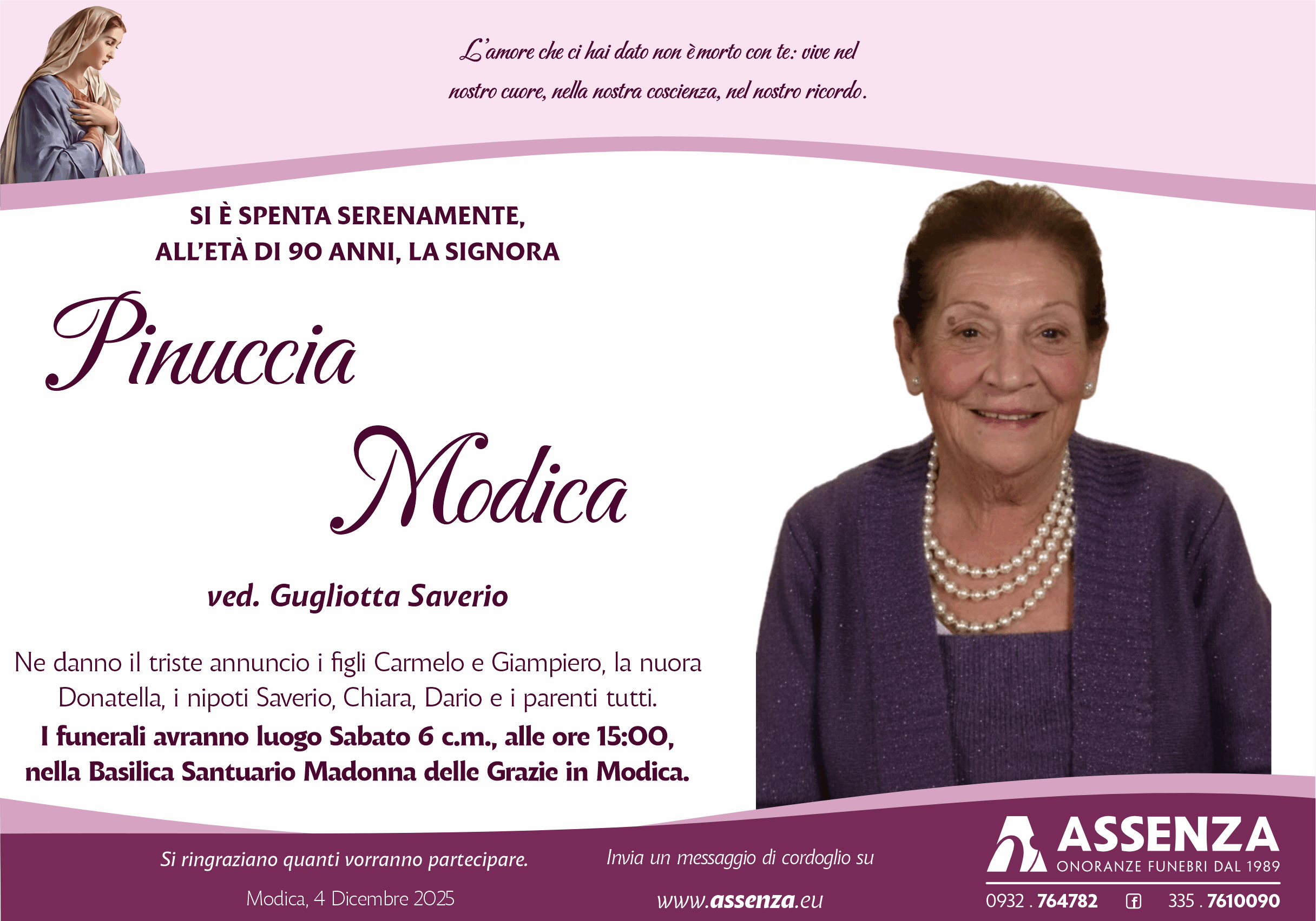 Necrologi: Pinuccia Modica