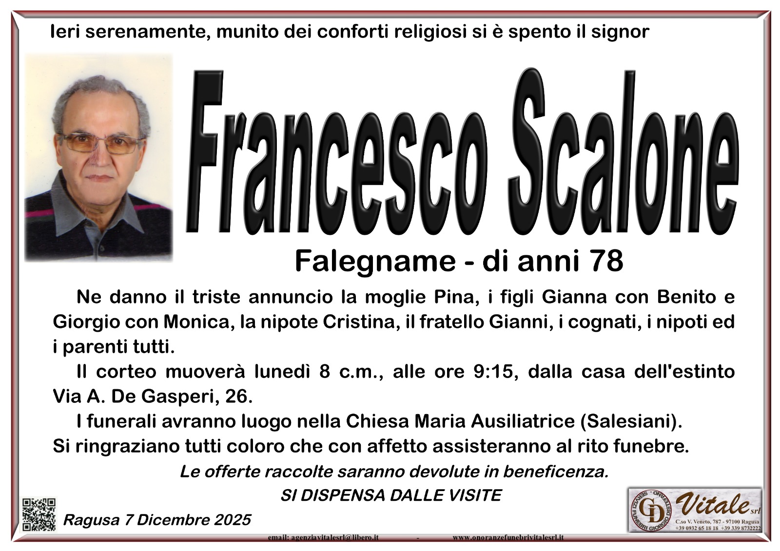 Necrologi: Francesco Scalone