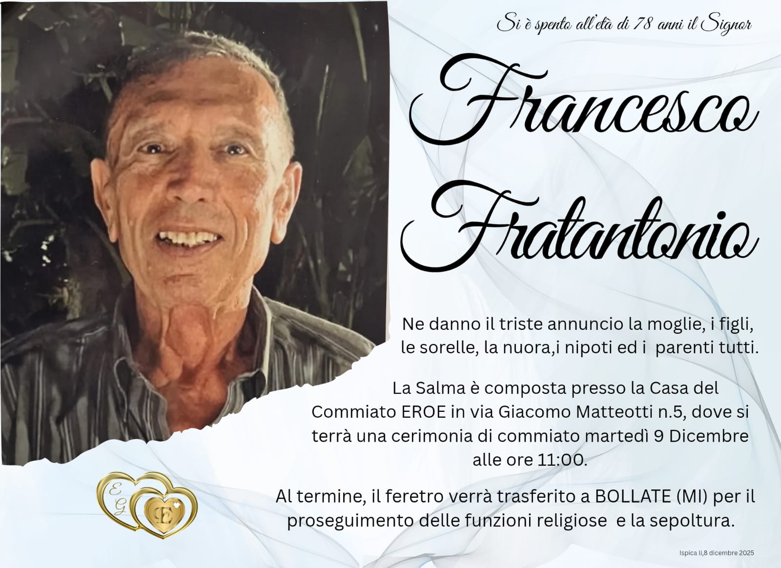 Necrologi: Francesco Fratantonio