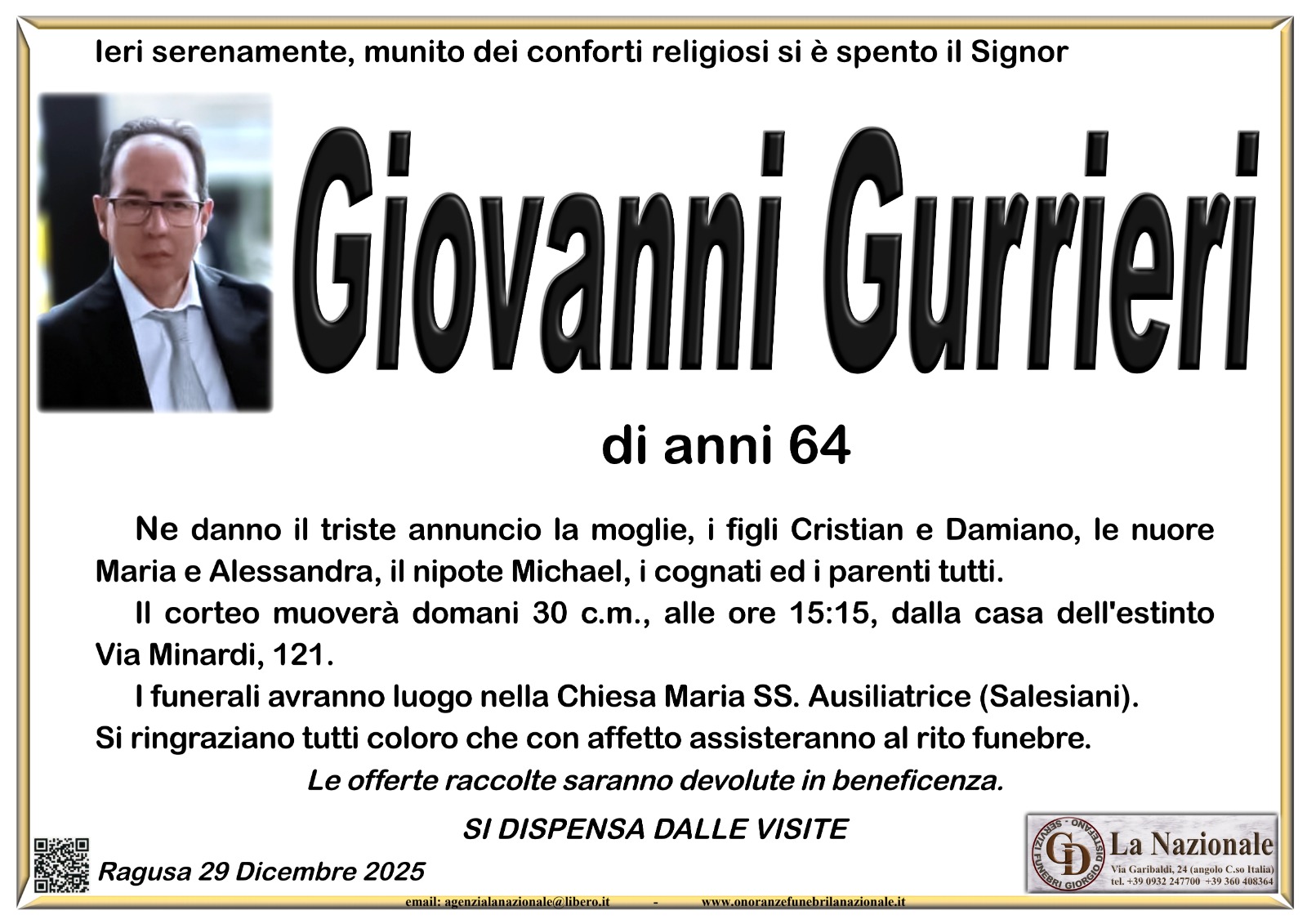 Necrologi: Giovanni Gurrieri