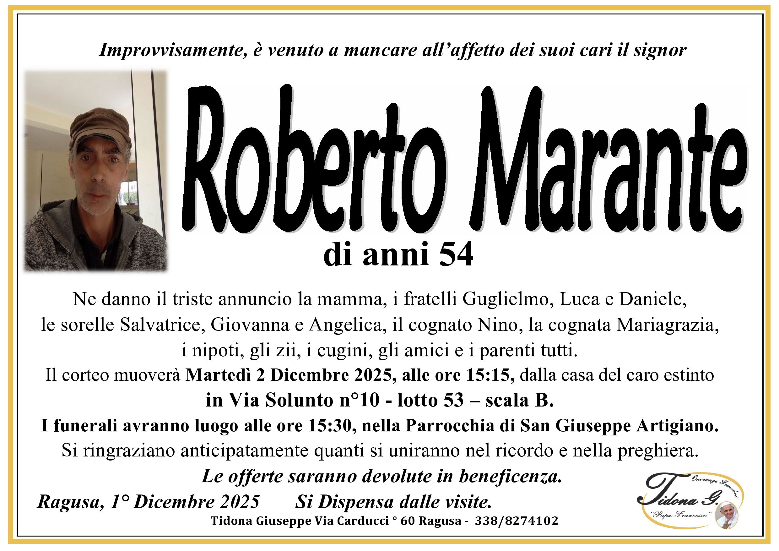 Necrologi: Roberto Marante