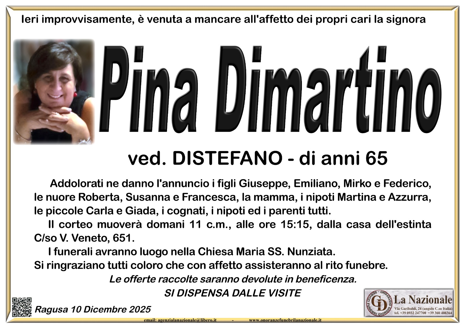 Necrologi: Pina Dimartino