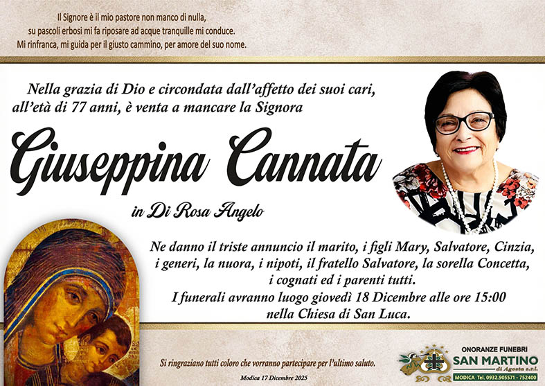 Necrologi: Giueppina Cannata