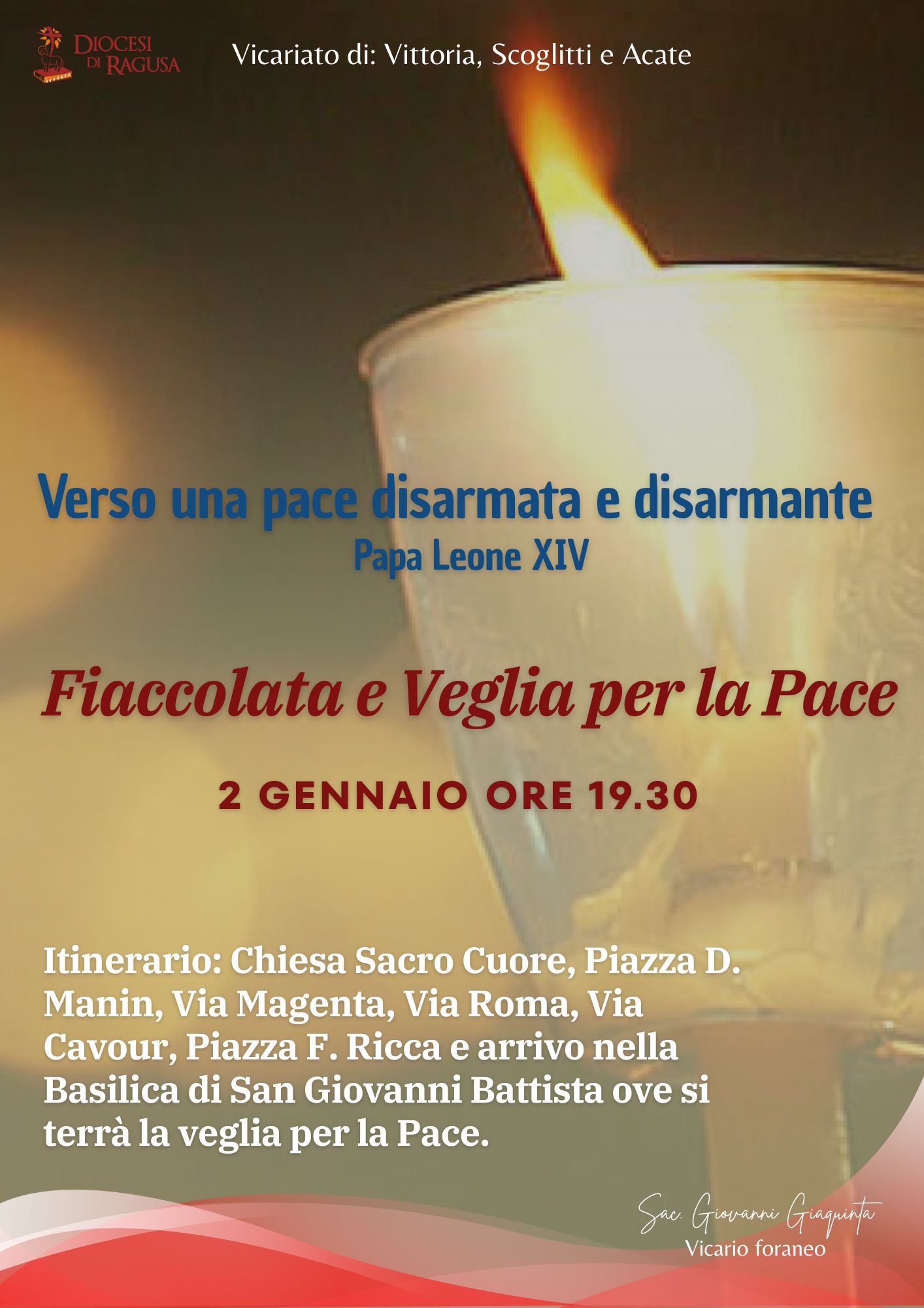Fiaccolata per la Pace a Vittoria: Il 2 gennaio la Veglia nella Basilica di San Giovanni Battista
