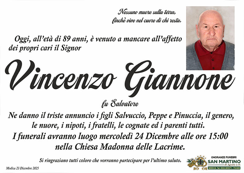 Necrologi: Vincenzo Giannone