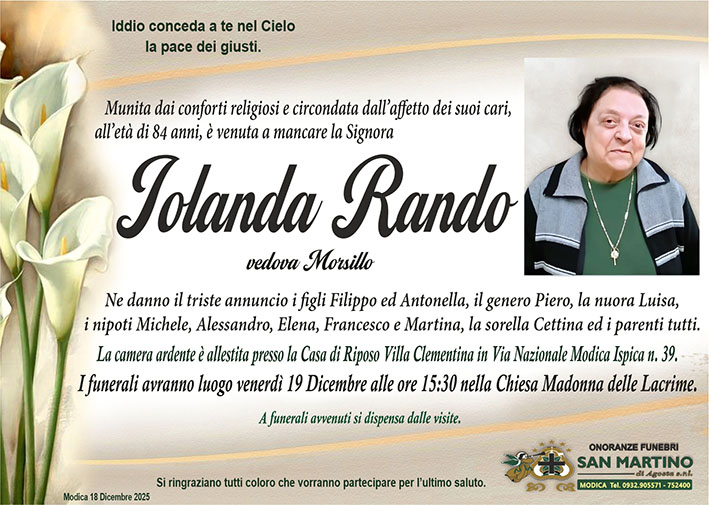 Necrologi: Iolanda Rando