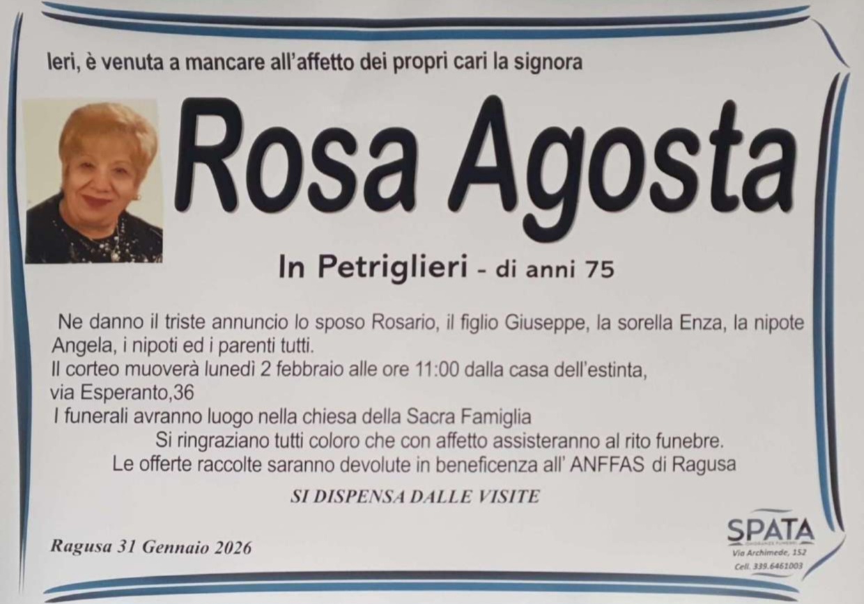 Necrologi: Rosa Agosta