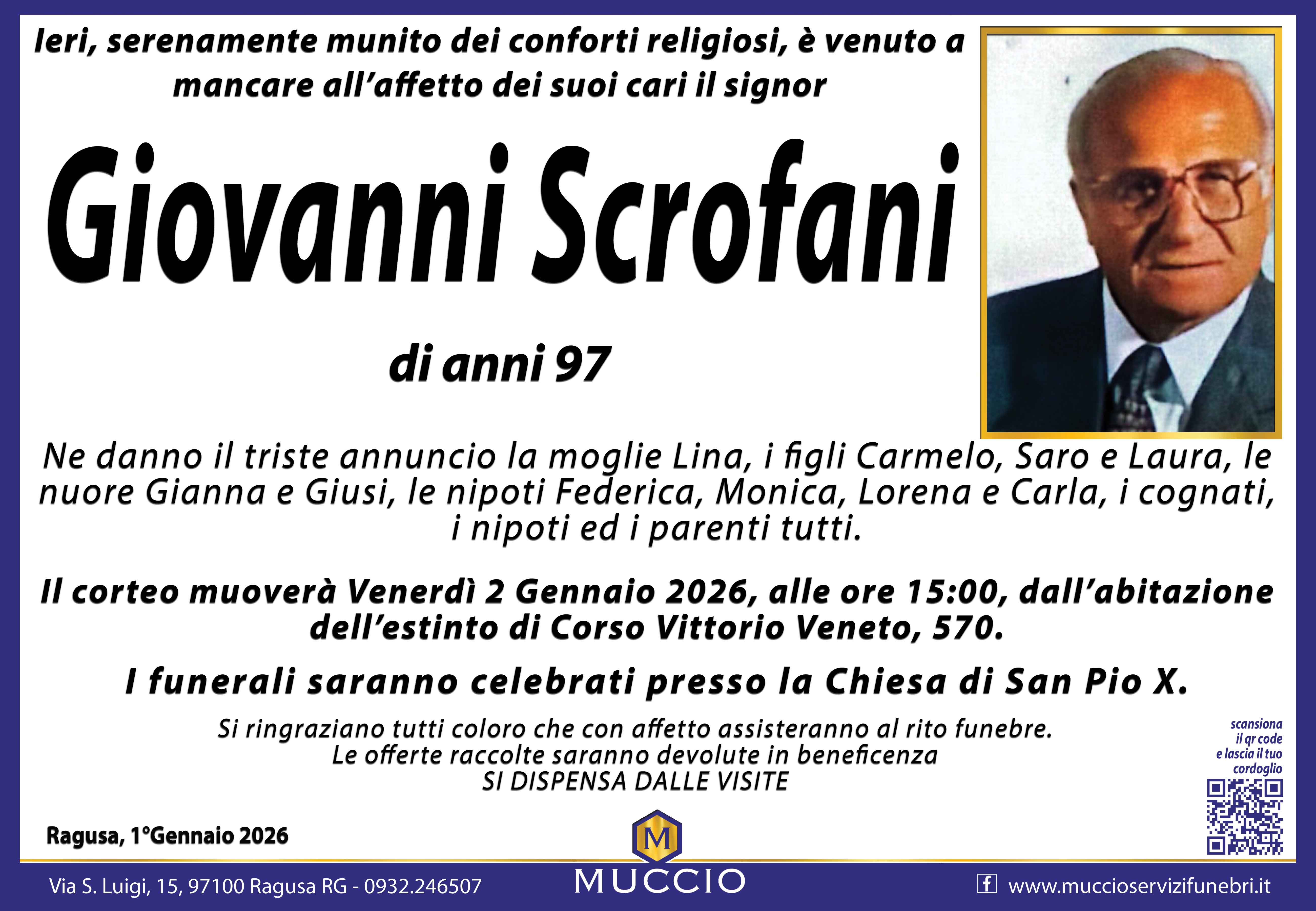 Necrologi: Giovanni Scrofani
