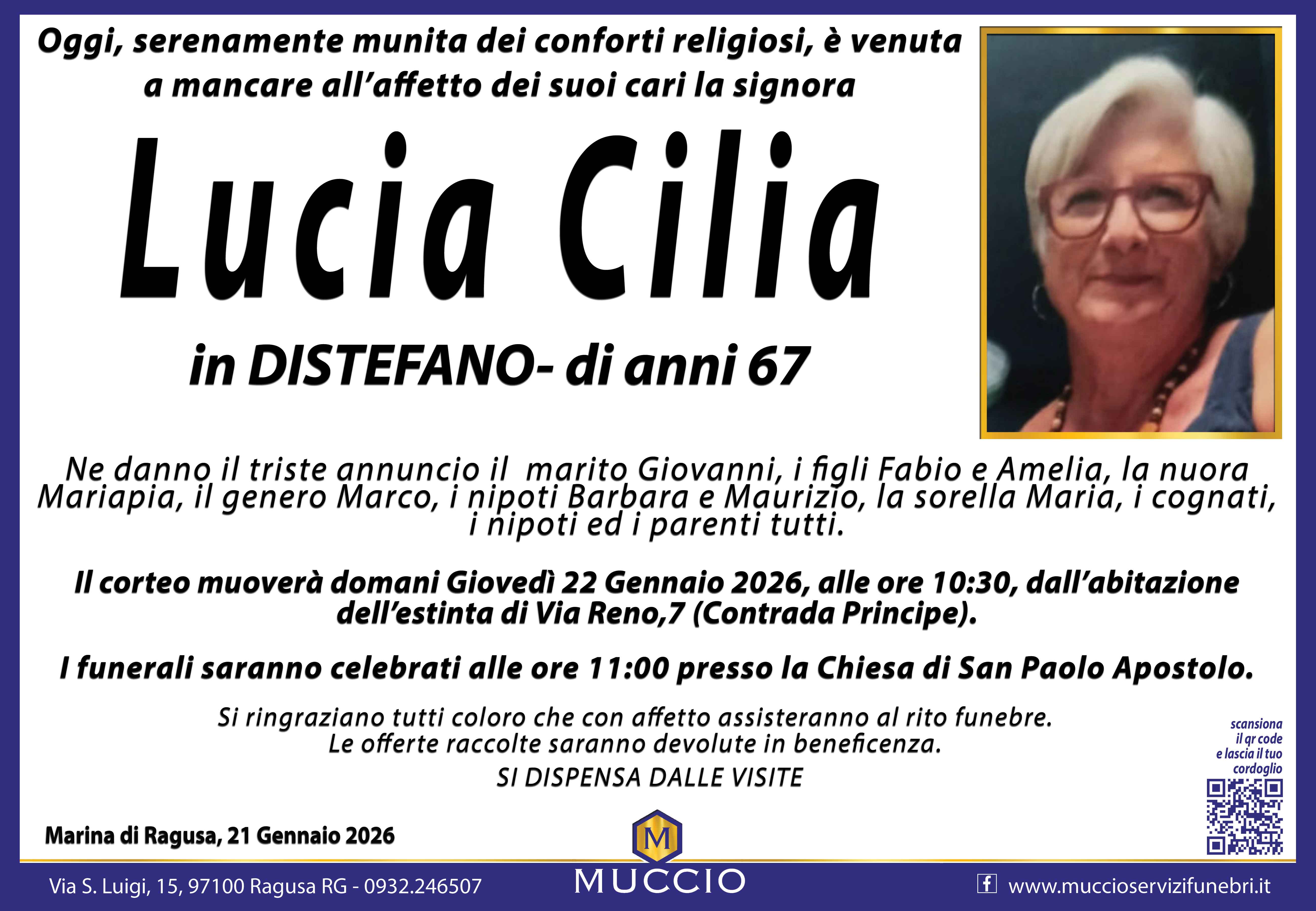 Necrologi: Lucia Cilia