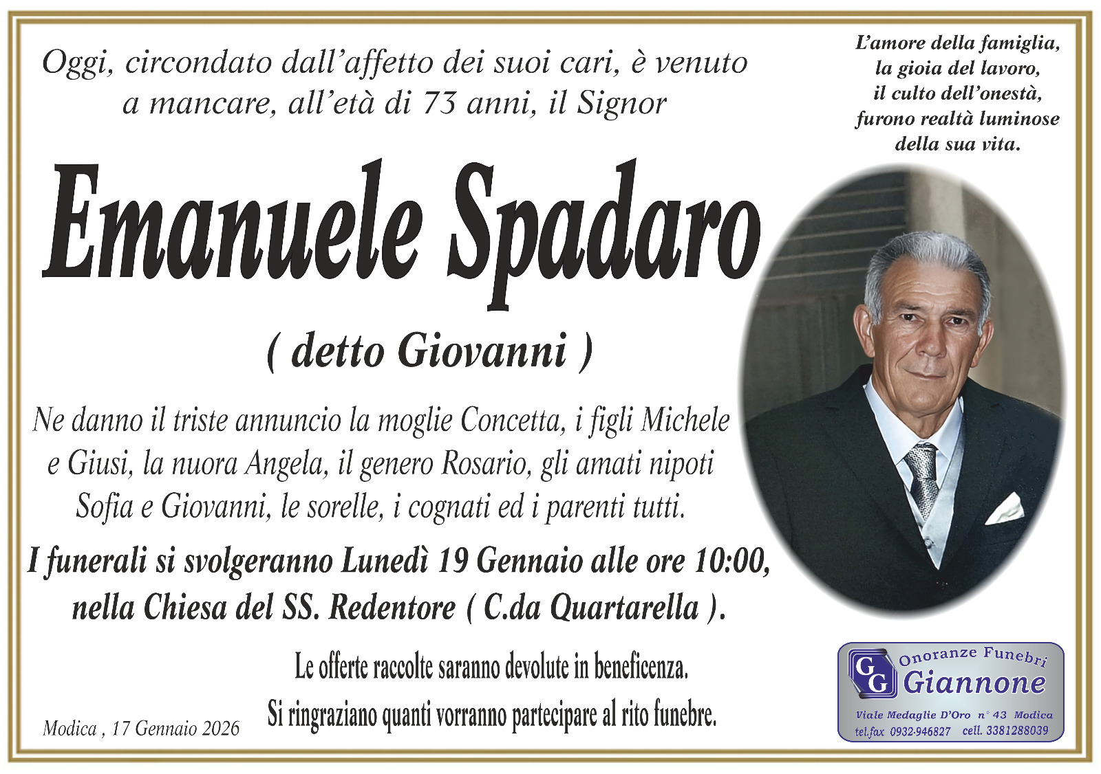 Necrologi: Emanuele Spadaro