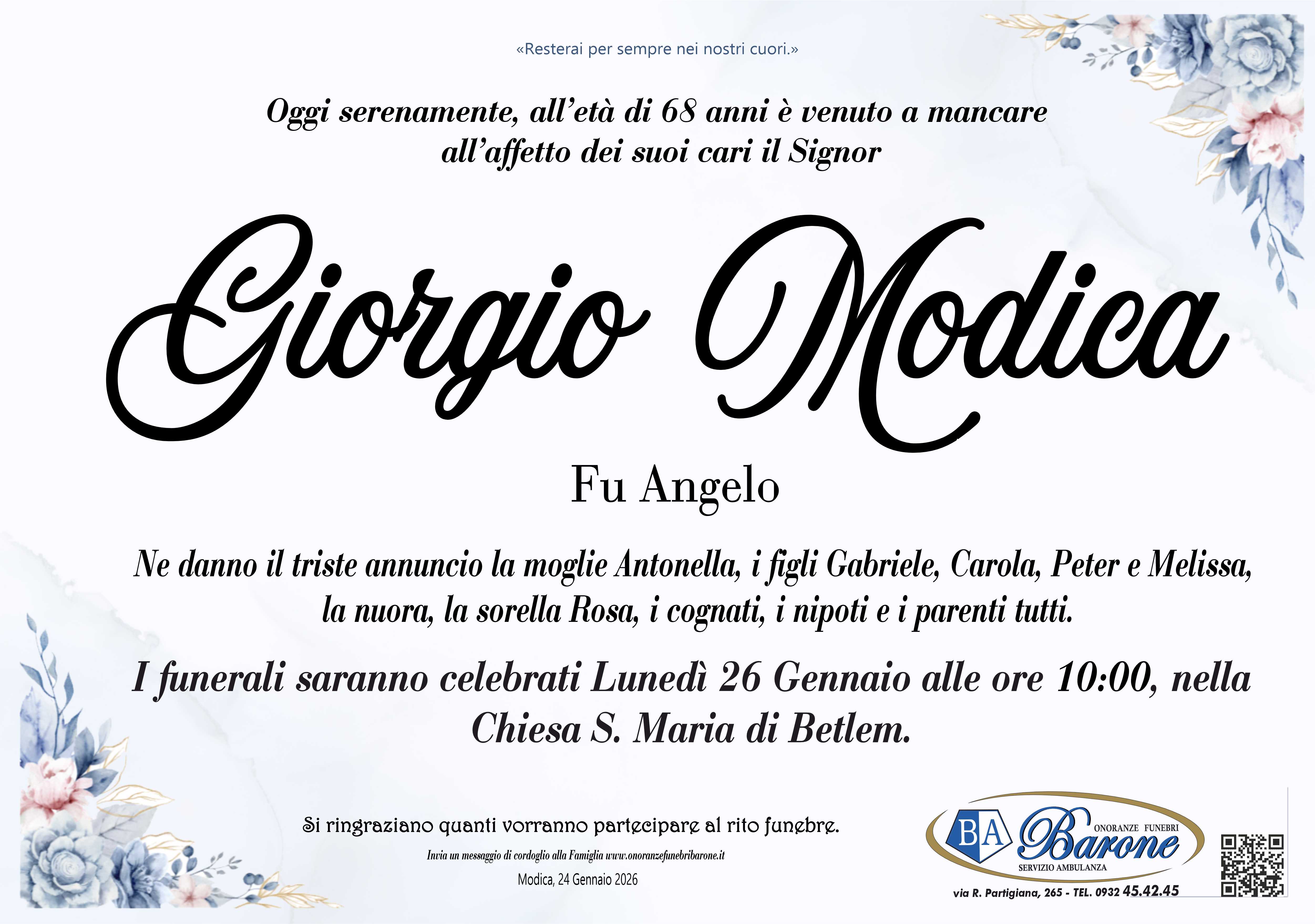 Necrologi: Giorgio Modica