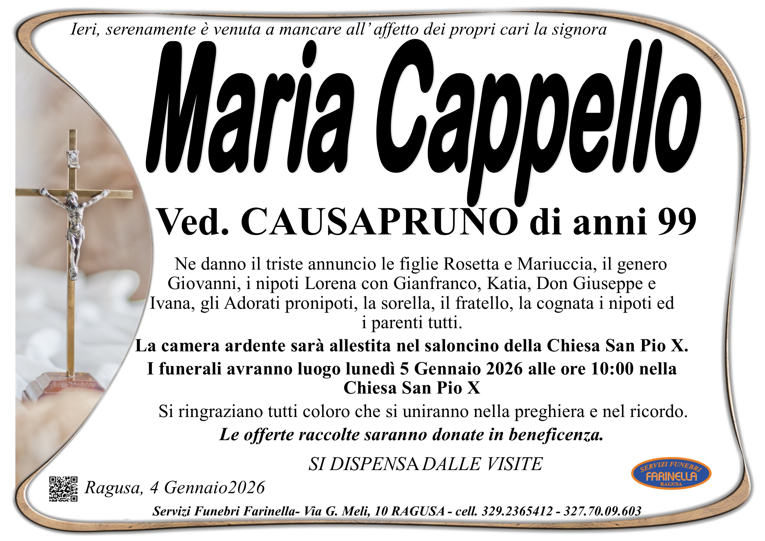 Necrologi: Maria Cappello