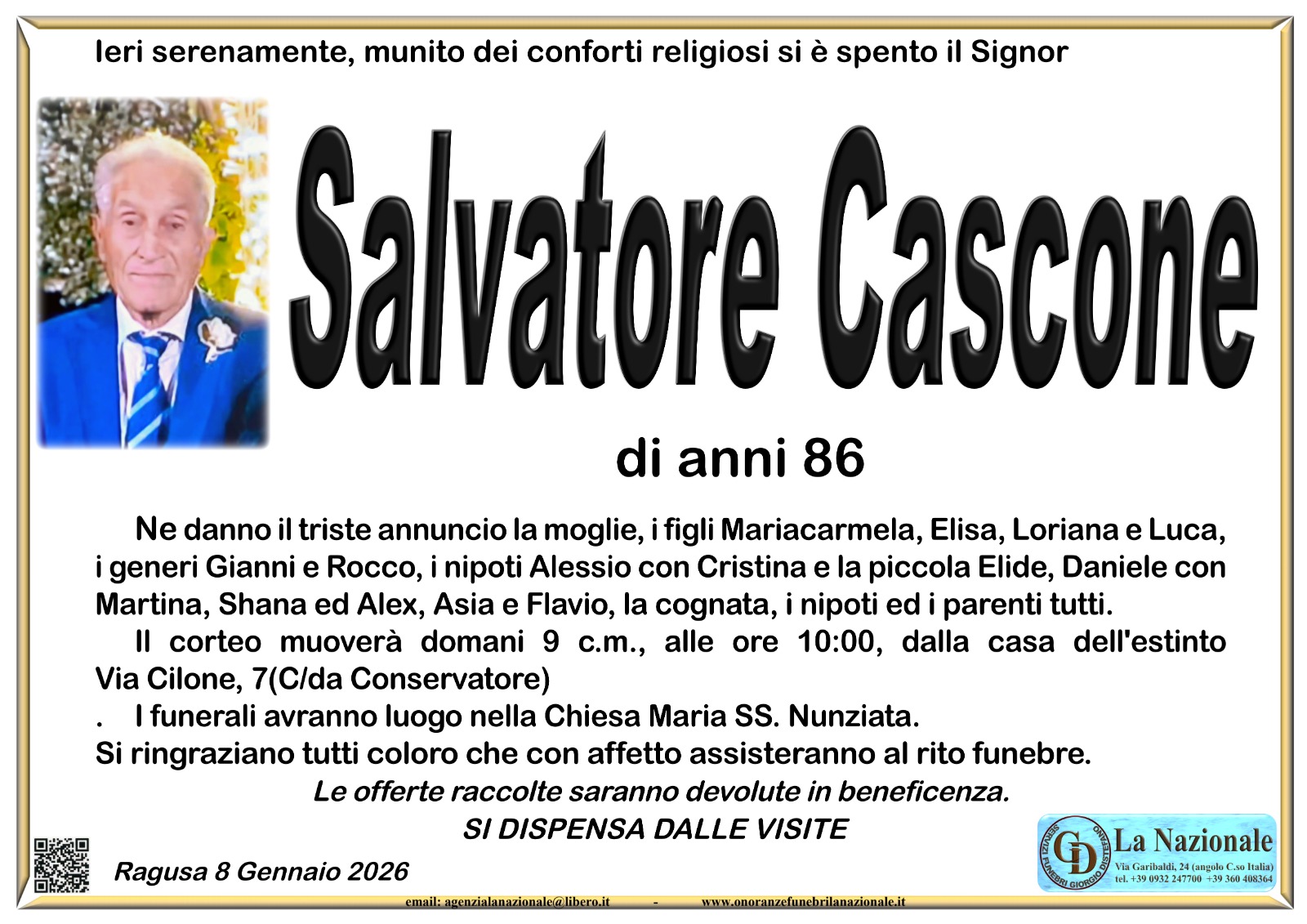 Necrologi: Salvatore Cascone
